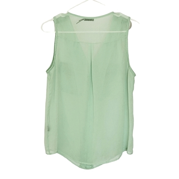 1209 * Poetry Sheer Sleeveless Top Mint Green Size M - Picture 2 of 7